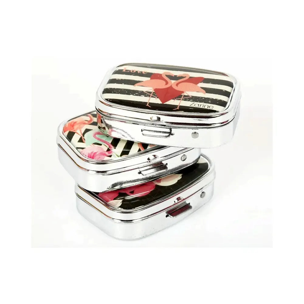 Zarine Pilulier Compact à 2 Compartiments – Flamingo