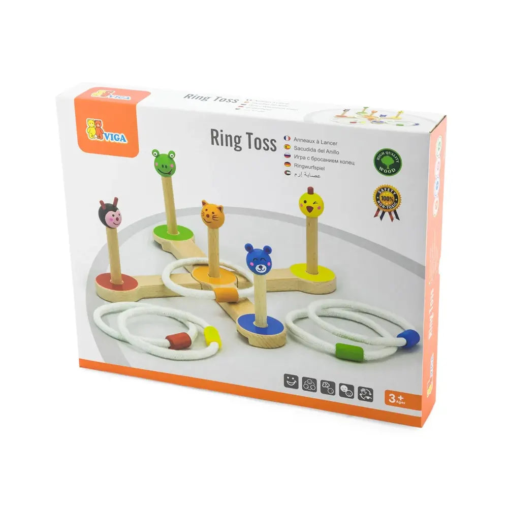 Viga Toys Jeu d’Anneaux Animaux en Bois – 3A+