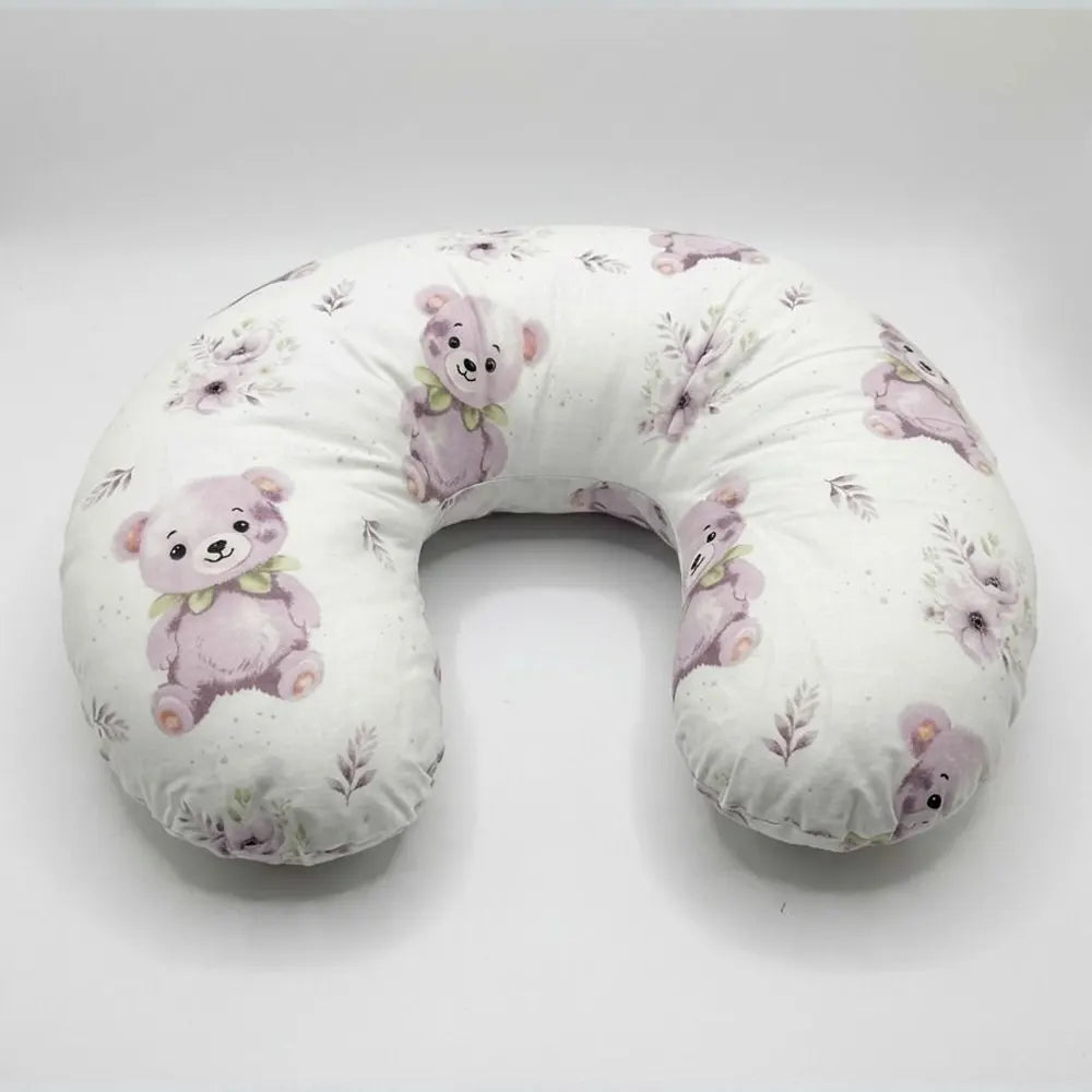 BébéYo Cojín de Lactancia Ositos y Flores - Violetas