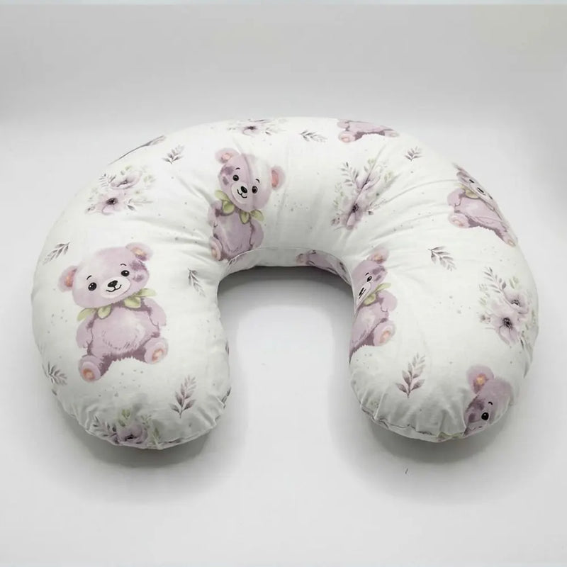 BébéYo Cojín de Lactancia Ositos y Flores - Violetas