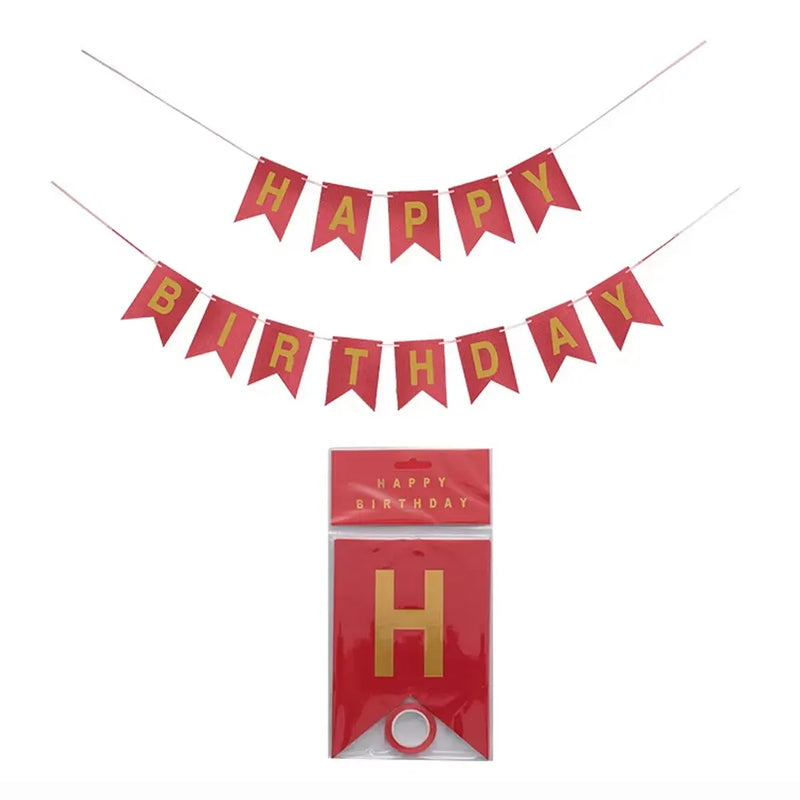 Bannière Happy Birthday - Rouge Brillant