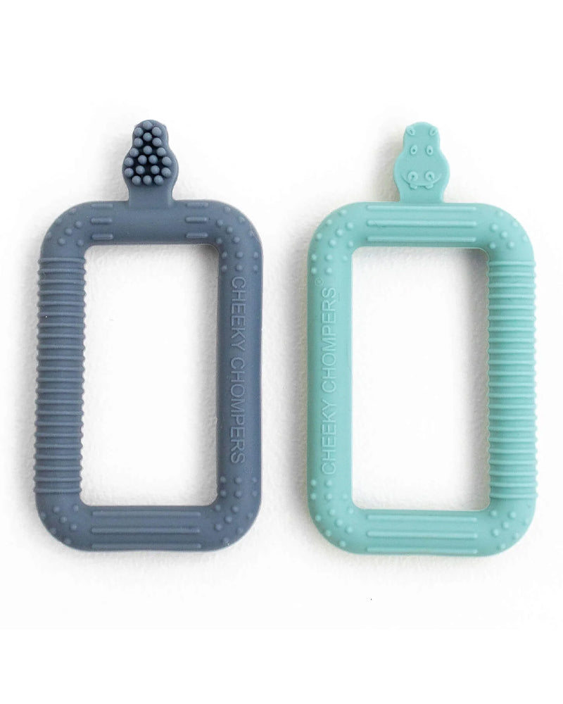 Lot de 2 brosses à dents pour bébé Cheeky Chompers - Gris & Mint- 0-3A