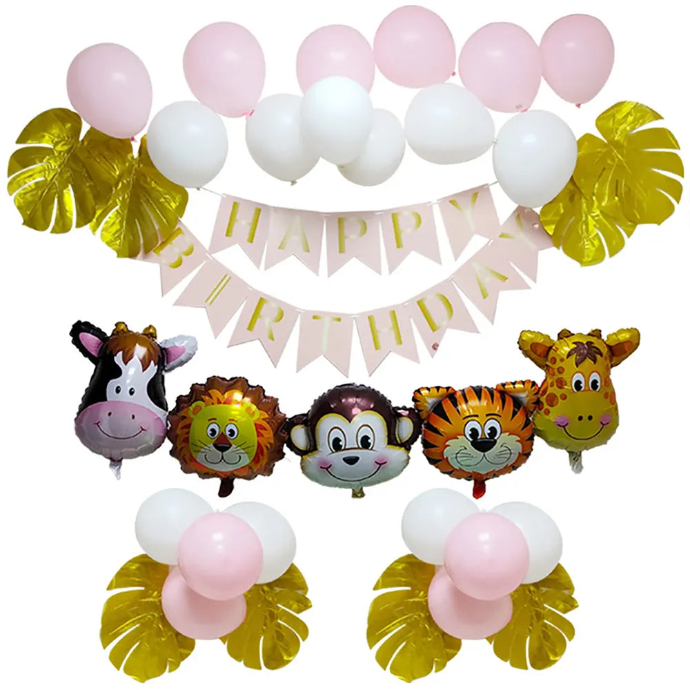 Kit de Decoración – Globos y Animales Rosa
