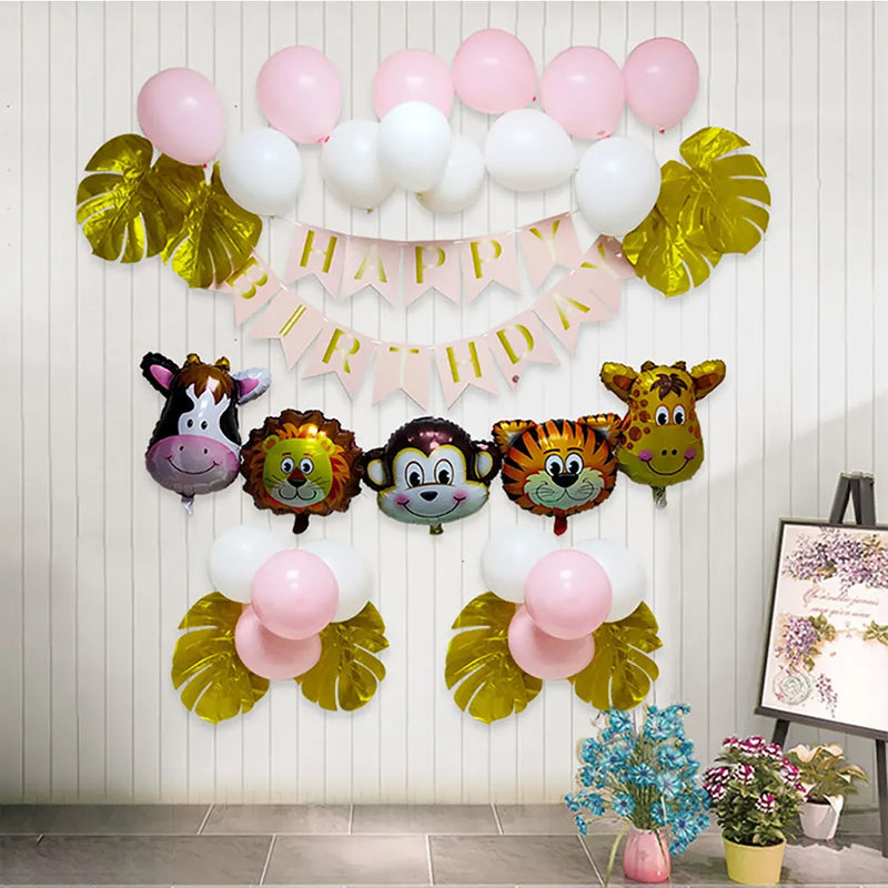 Kit de Decoración – Globos y Animales Rosa
