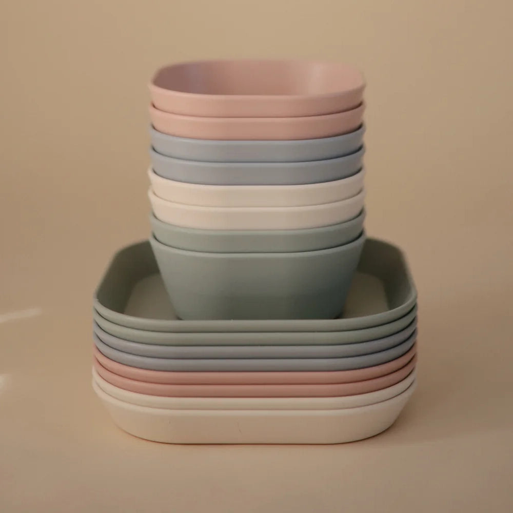Mushie Ensemble de 2 Bols de Vaisselle Carré - Blush