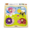 Viga Toys Puzzle plat avec gros bouton en Bois 12M+ - Insectes