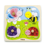 Viga Toys Puzzle plat avec gros bouton en Bois 12M+ - Insectes