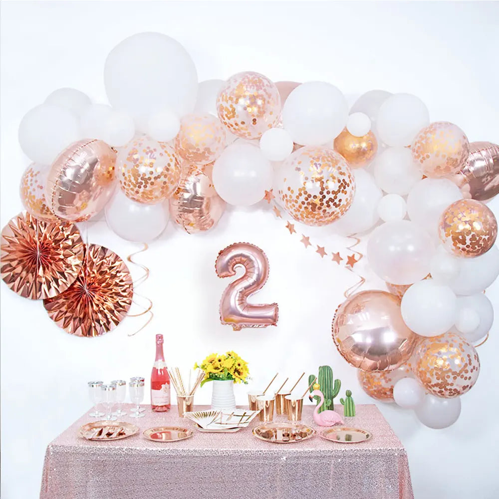 Kit de Arco de Globos de Lujo Oro Rosa y Blanco