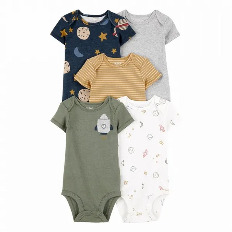 Lot de 5 Bodies à Manches Courtes en Coton Bébé Garçon Carter's