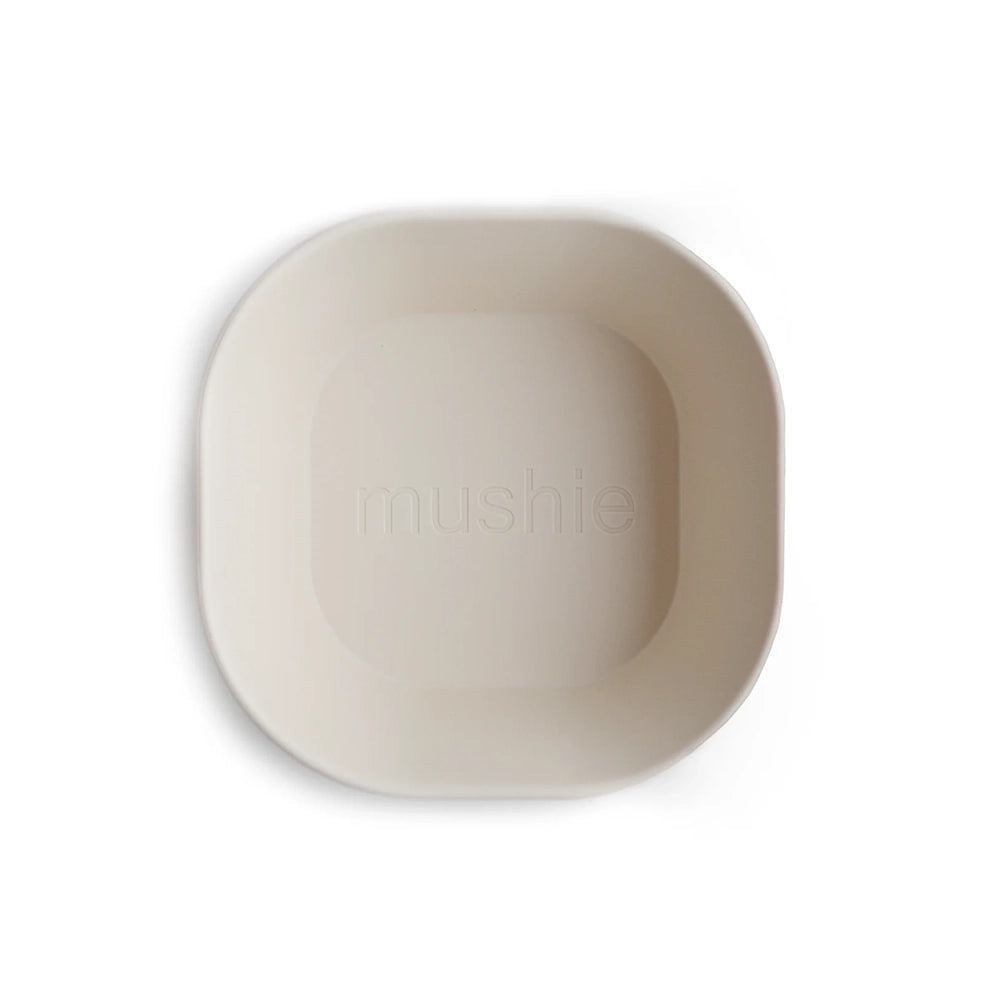 Mushie Ensemble de 2 Bols de Vaisselle Carré - Ivoire