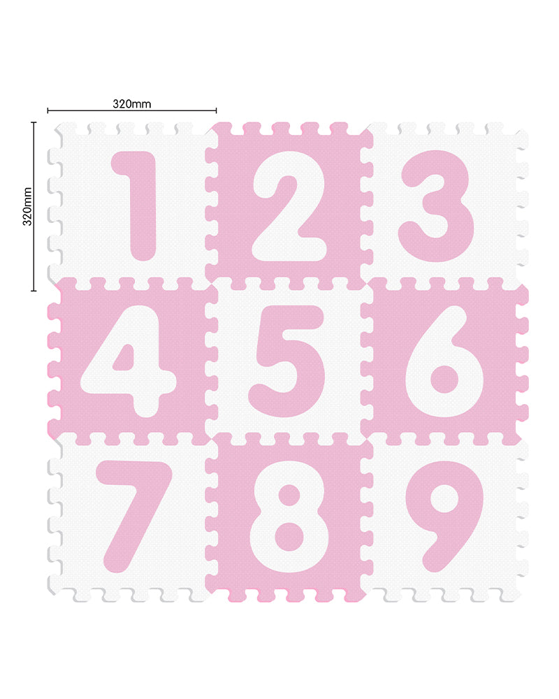 Sunta Tapis Puzzle Numéros 9 Pièces Souple Antibactérien - Rose & Blanc