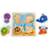 Viga Toys Puzzle plat avec gros bouton en Bois 12M+ - Marin
