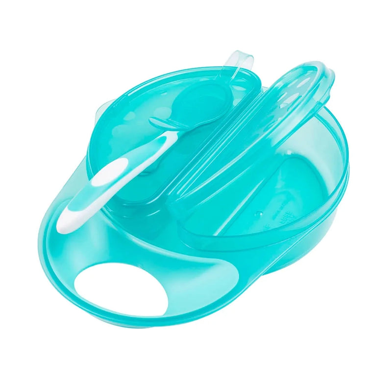Dr. Brown's Bowl and Spoon with Lids Travel Fresh™ 4M+ - Turquoise