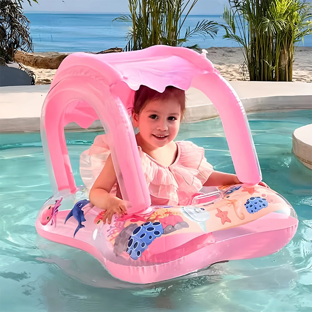 Bouée Géante avec Parasol de Protection - Rose