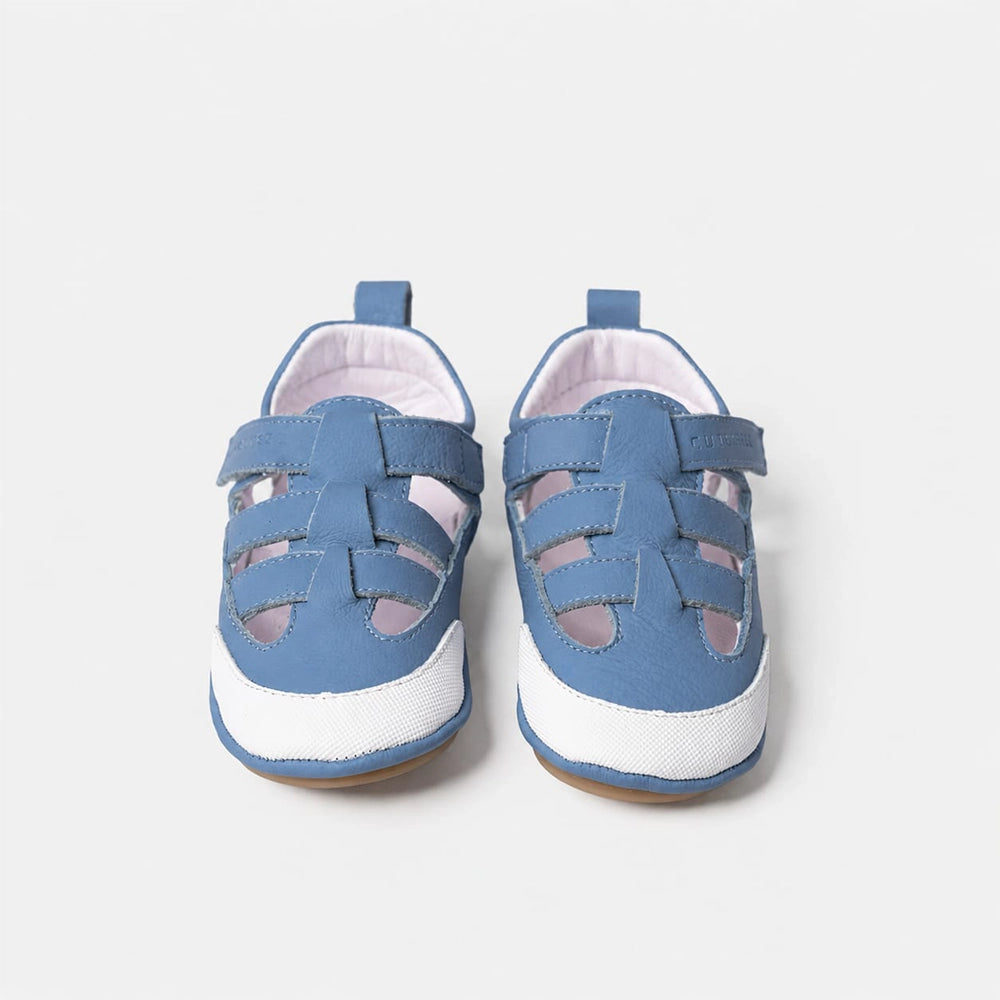 Cuteshez Sandales Premiers Pas en Cuir Souple - Bleu