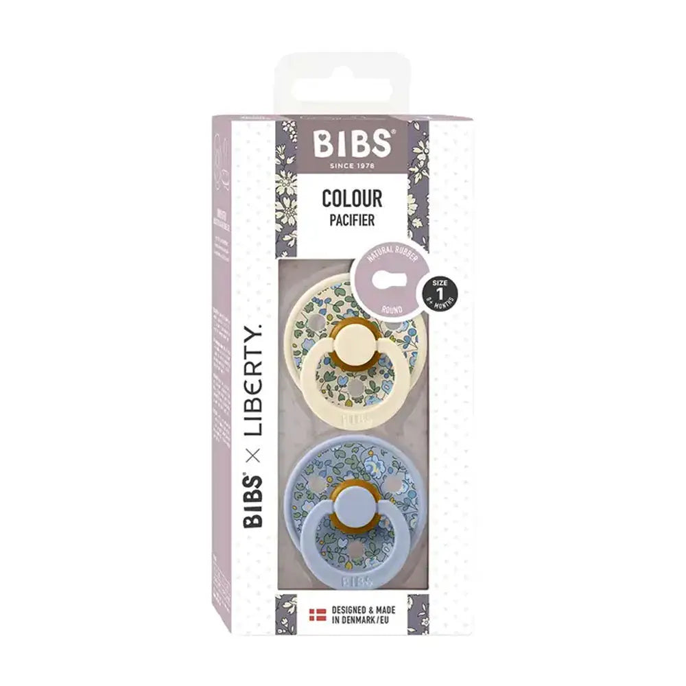 BIBS x LIBERTY Lot de 2 Sucettes Rondes - Eloise Dusty Blue Mix