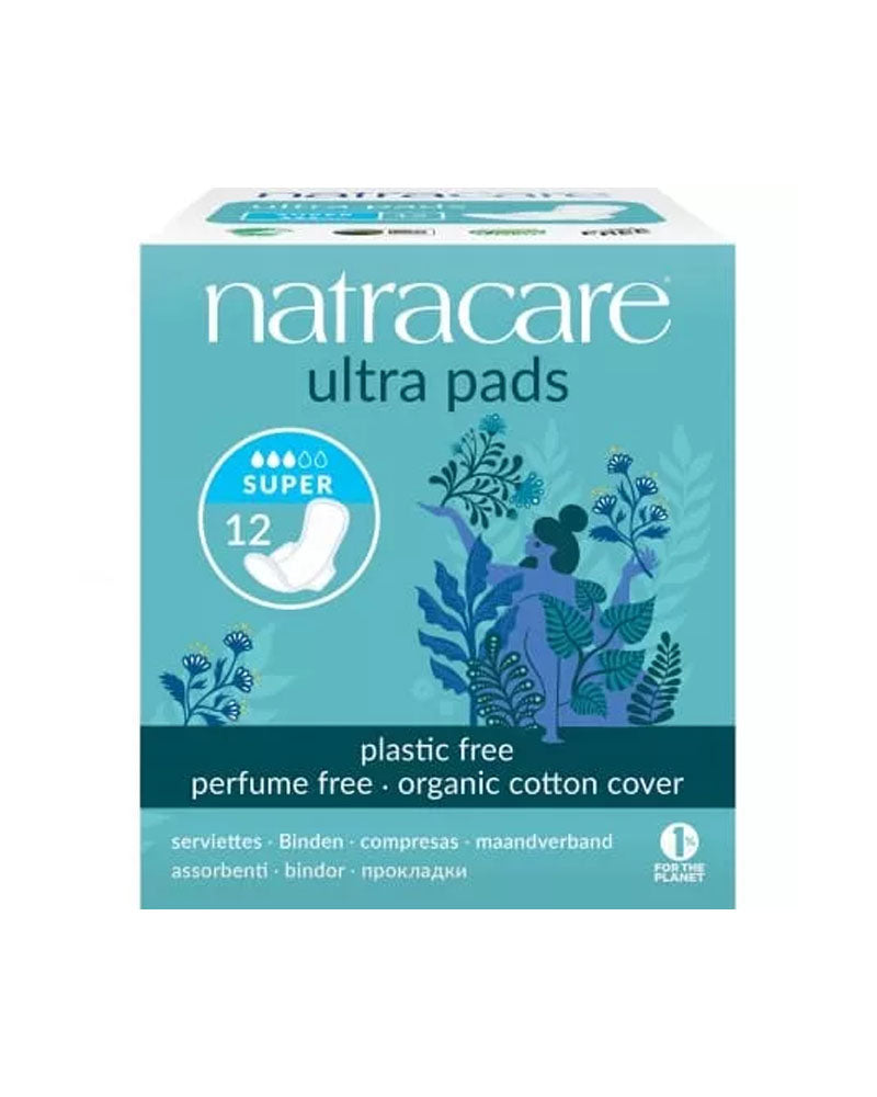 Natracare Serviette ultra Pads Super +Wings - 12 Unités