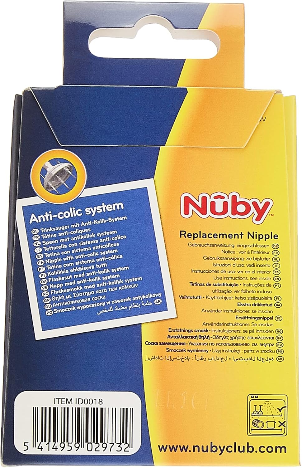 Nuby Lot de 2 Tétines Anti-coliques 1.2.3 Flow - 0m+