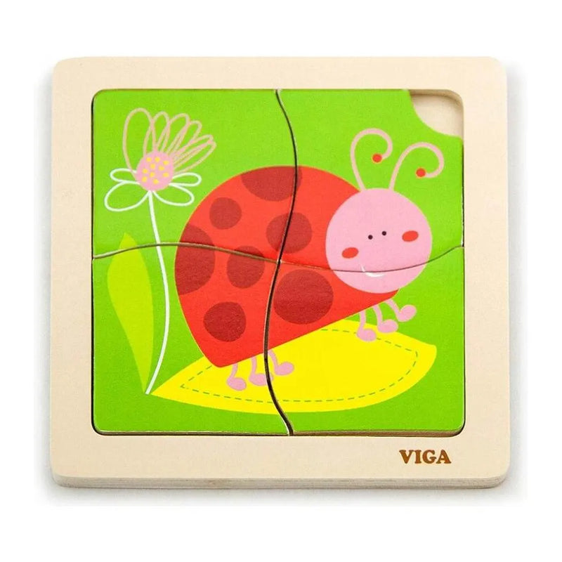 Viga Toys Puzzle Plat Coccinelle en Bois – 12M+