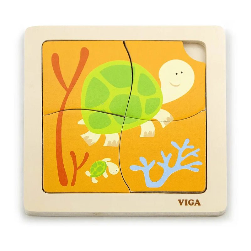 Viga Toys Puzzle Plat Tortue en Bois – 12M+