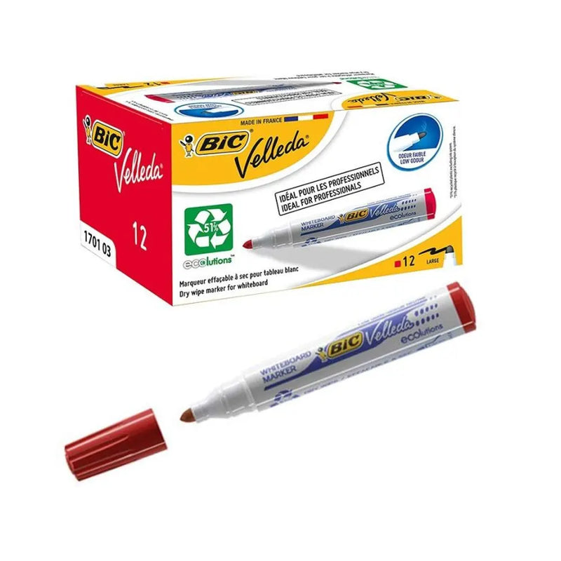 Bic Boîte de 12 Marqueurs pour Tableau Blanc – Rouge