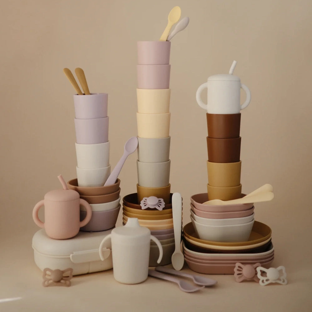 Mushie Ensemble de 2 Bols de Vaisselle Carré - Blush
