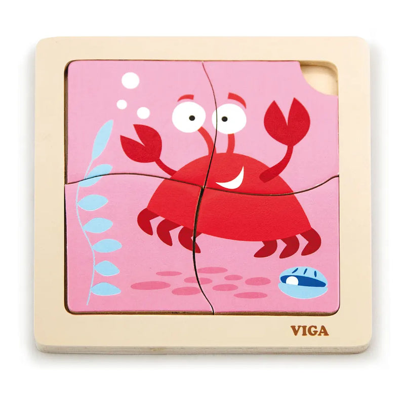 Viga Toys Puzzle Plat Crabe en Bois – 12M+