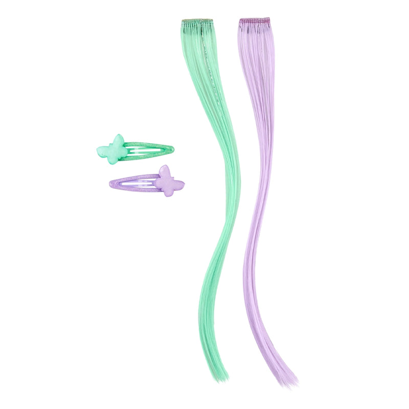 OshKosh Clip-in Colorful Synthetic Hair Extensions - Purple & Green