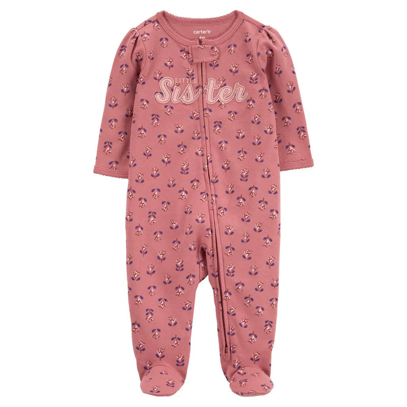Carter's Cotton Sleepsuit - Pink Little Sister