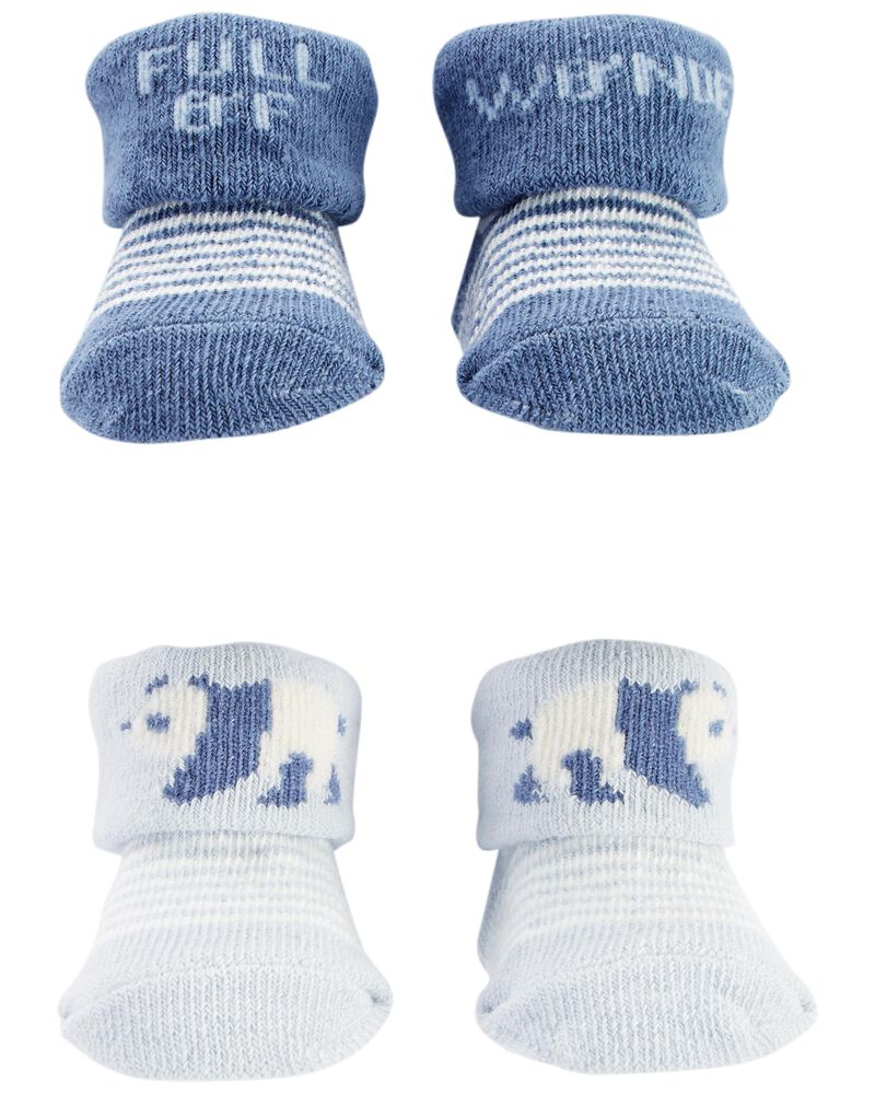 Lot of 2 Carter's Panda Baby Booties - Blue