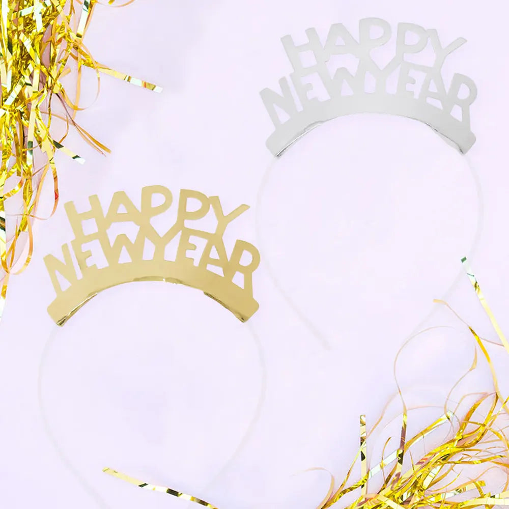 Pack de 8 bandeaux Happy New Year or et argent - vue 2