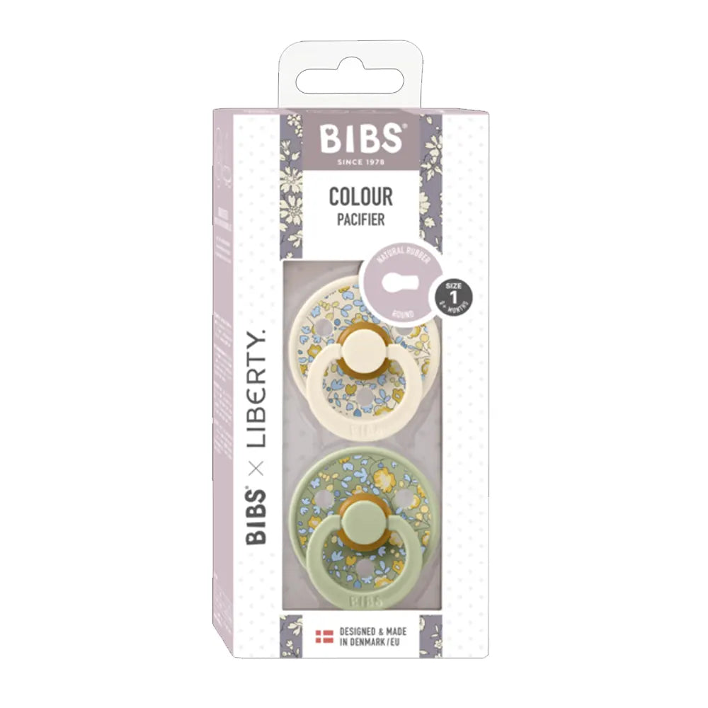 BIBS x LIBERTY Pack of 2 Round Pacifiers - Eloise Sage Mix