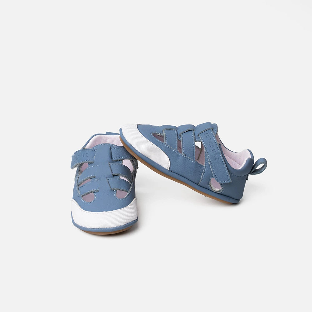 Cuteshez Sandales Premiers Pas en Cuir Souple - Bleu