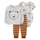 Ensemble 3 Pièces Bébé Carter's - Gris & Marron