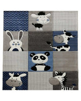 Tapis Carré ZOO Un Amour de Tapis - Bleu & Gris & Noir