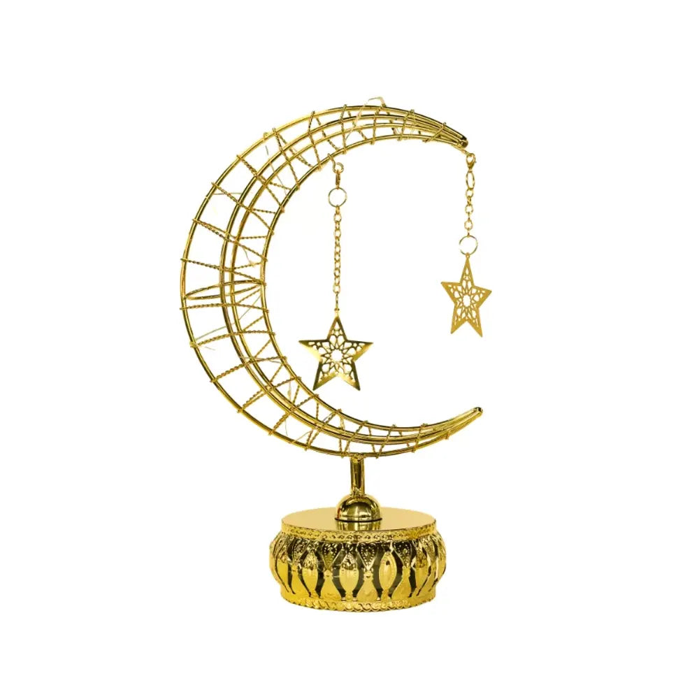 Lámpara de Mesa LED Metálica 31x9 cm - Luna y Estrella