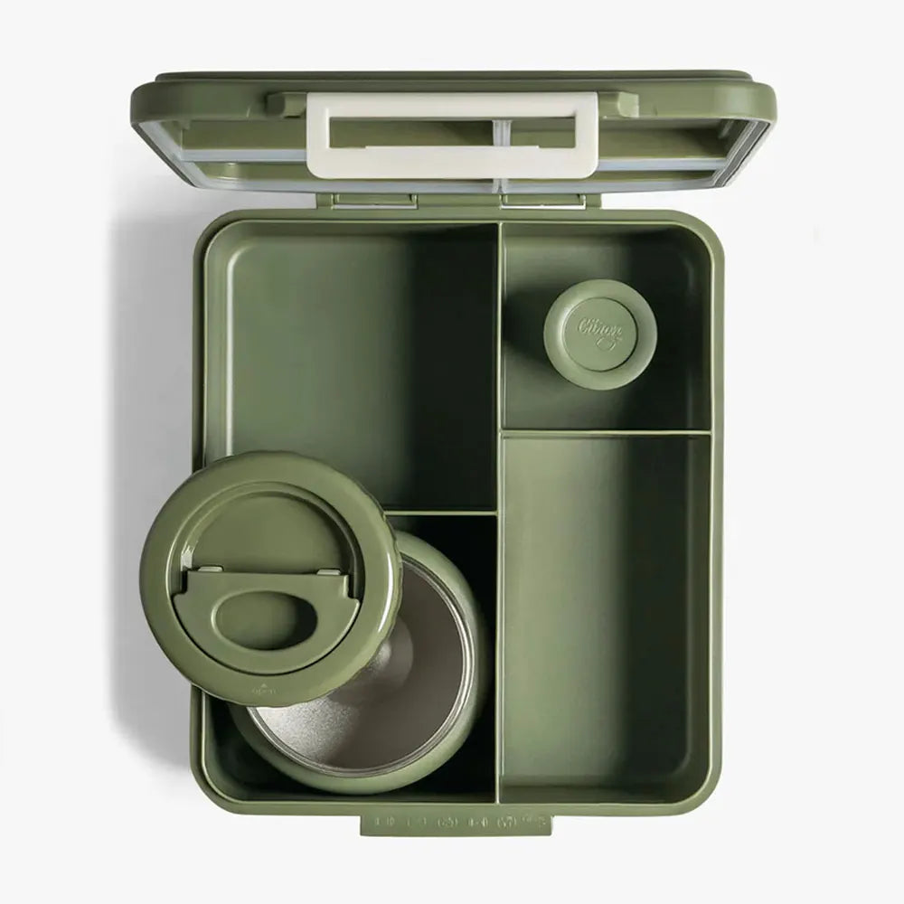 Citron Grande Lunchbox avec Pot Alimentaire Isotherme - Vert