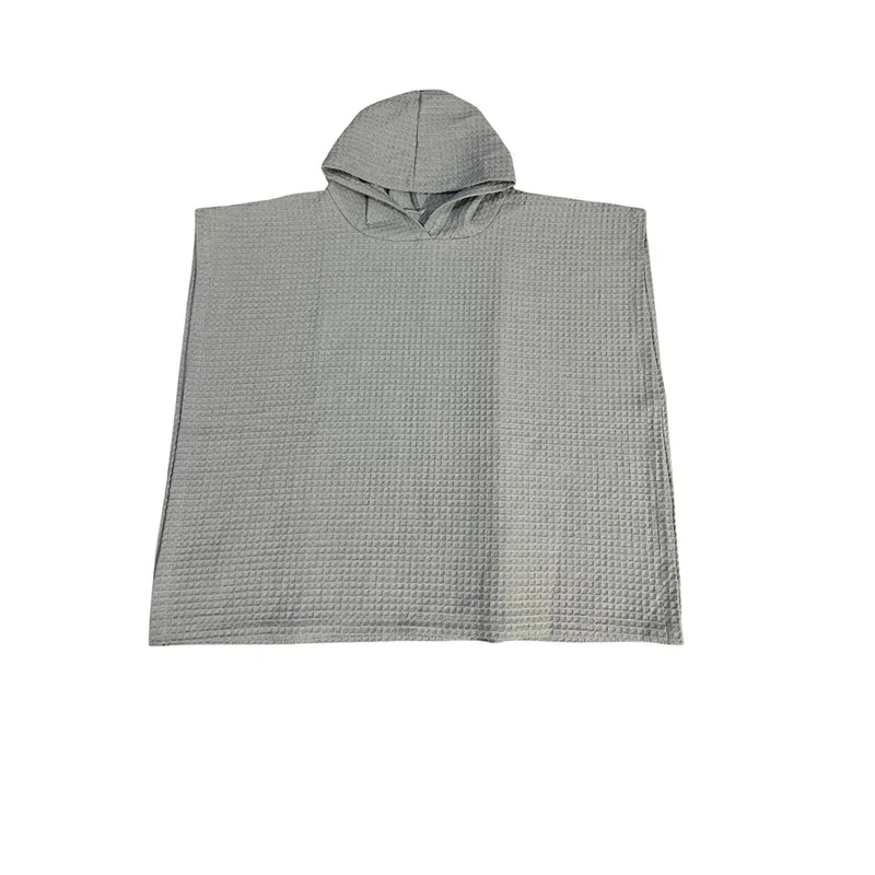Poncho de Bain en Coton Nid d’Abeille – Gris
