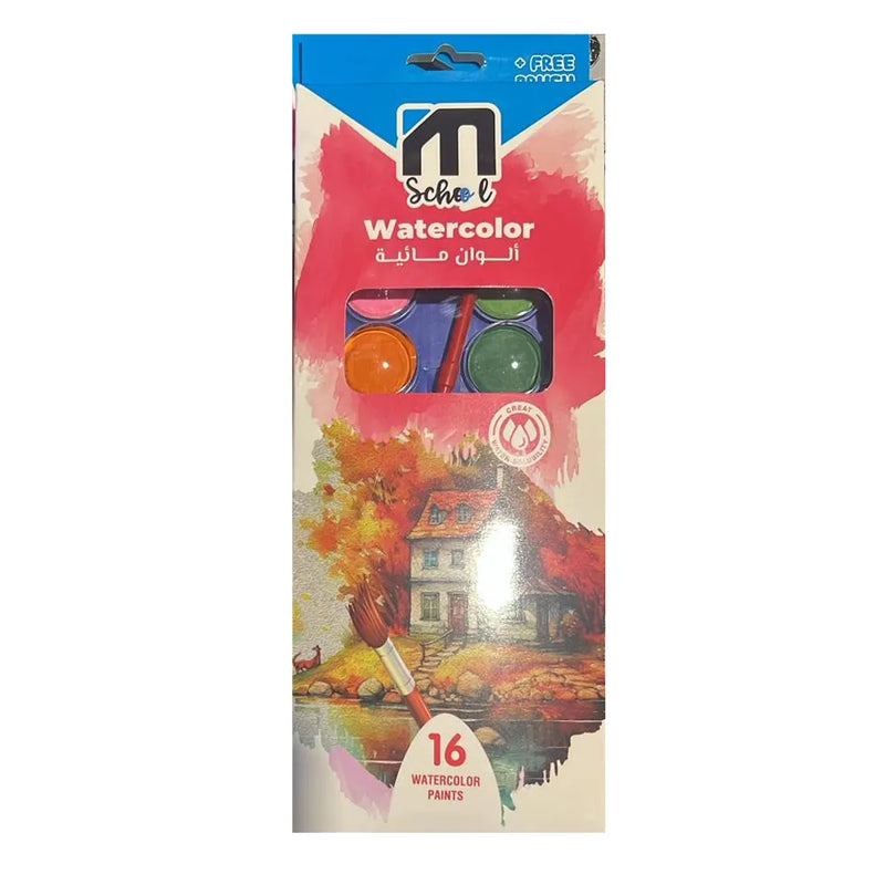 M.School Boîte de Peinture Aquarelle – 16 Couleurs