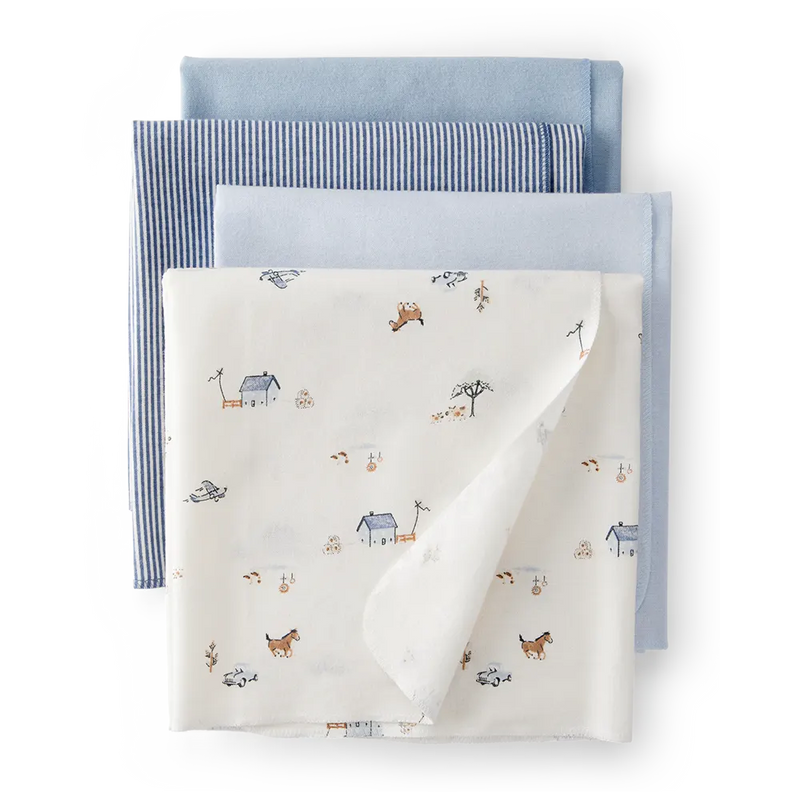 Lot de 4 Langes en Coton Bébé Garçon Carter's - Bleu