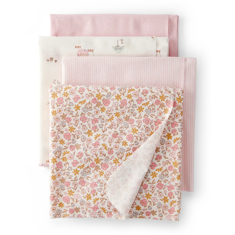 Lot de 4 Langes en Coton Bébé Fille Carter's - Floraux
