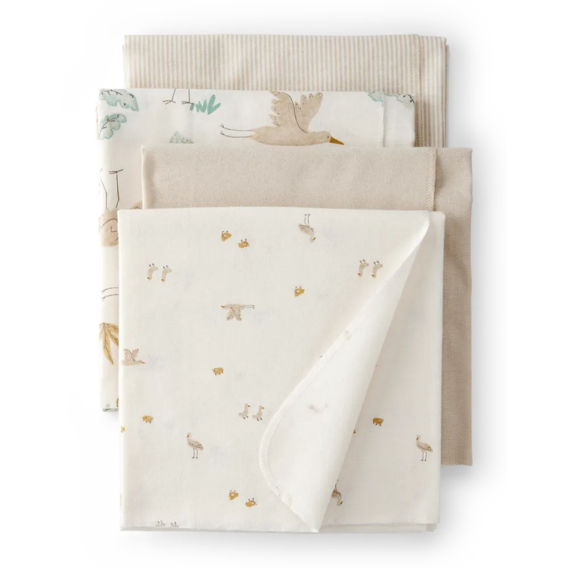 Lot de 4 Langes en Coton Carter's - Jaune Cigogne