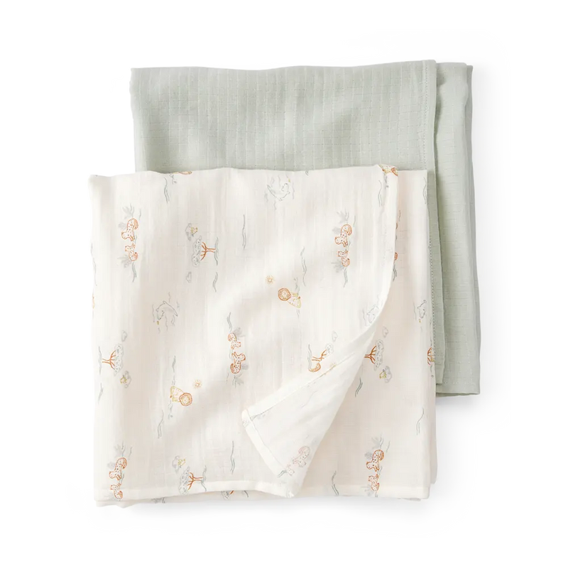 Lot de 2 Langes en Mousseline Carter's - Vert & Lion