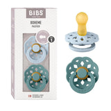 BIBS Lot de 2 Sucettes Bohème Rondes - Bleu Bébé/Mer des Îles
