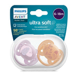 Philips Avent Lot de 2 Sucettes Soft 6-18m Girl