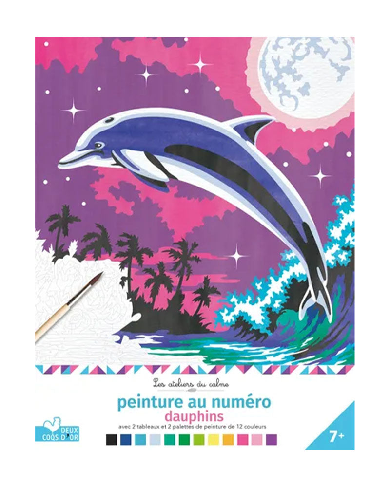 Pintar por números - Cuaderno con paleta y pincel - Delfines