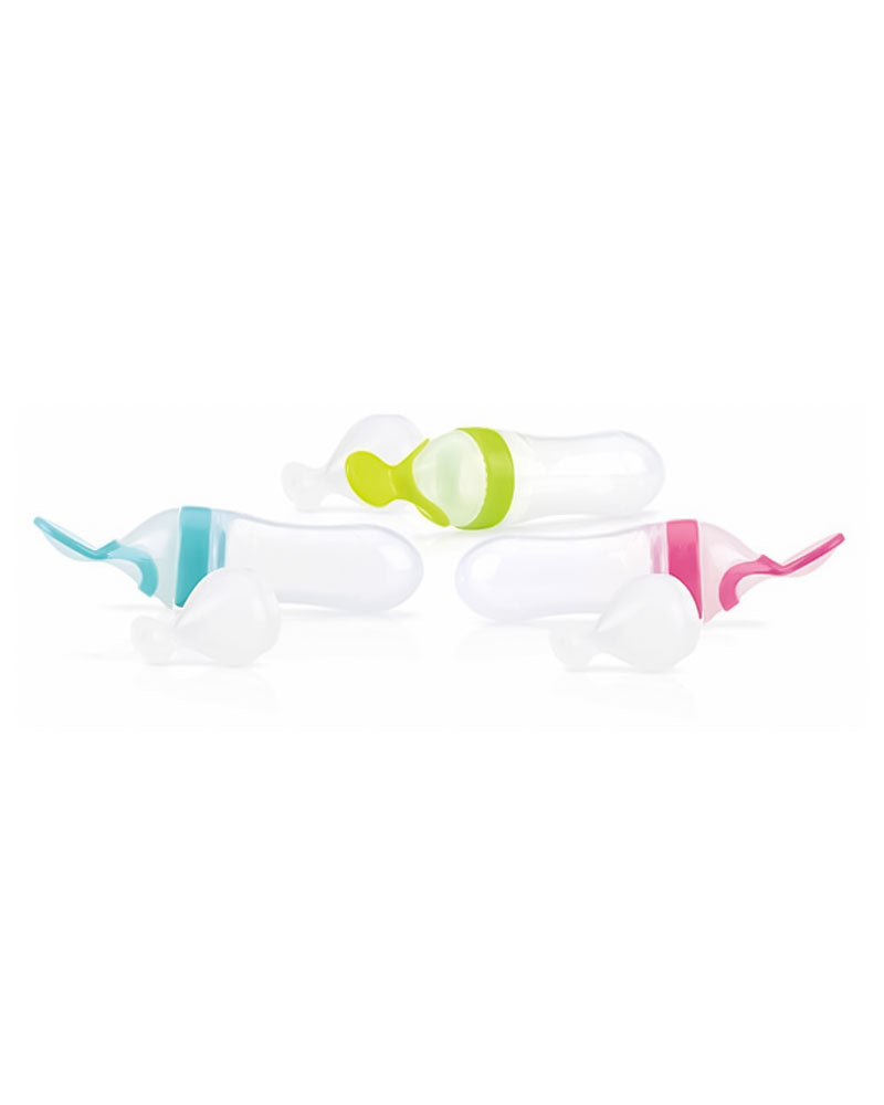 Nûby Cuillère Semi-Rigide pour Repas Liquide 90ml + 1 tête - Jaune Vert