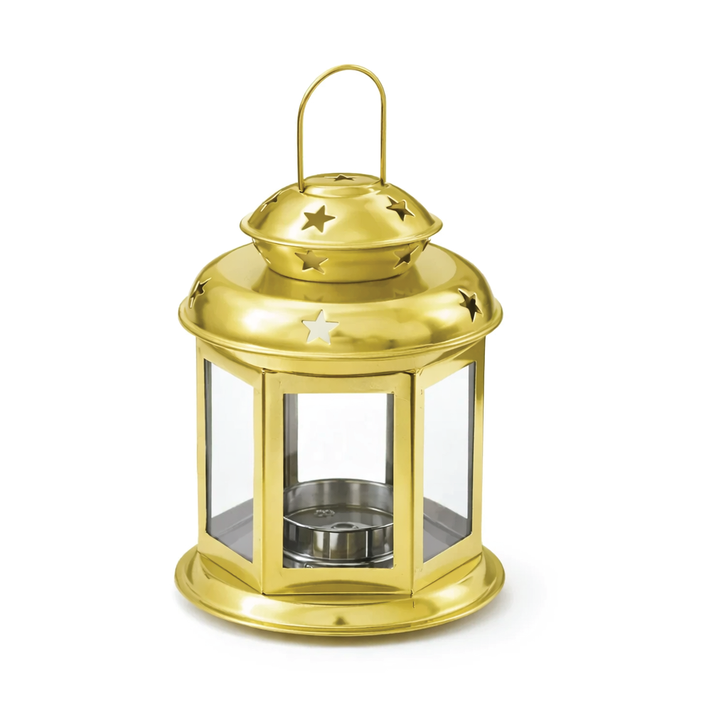 Lanterne Décorative en Métal et Verre 10x15 cm - Dorée