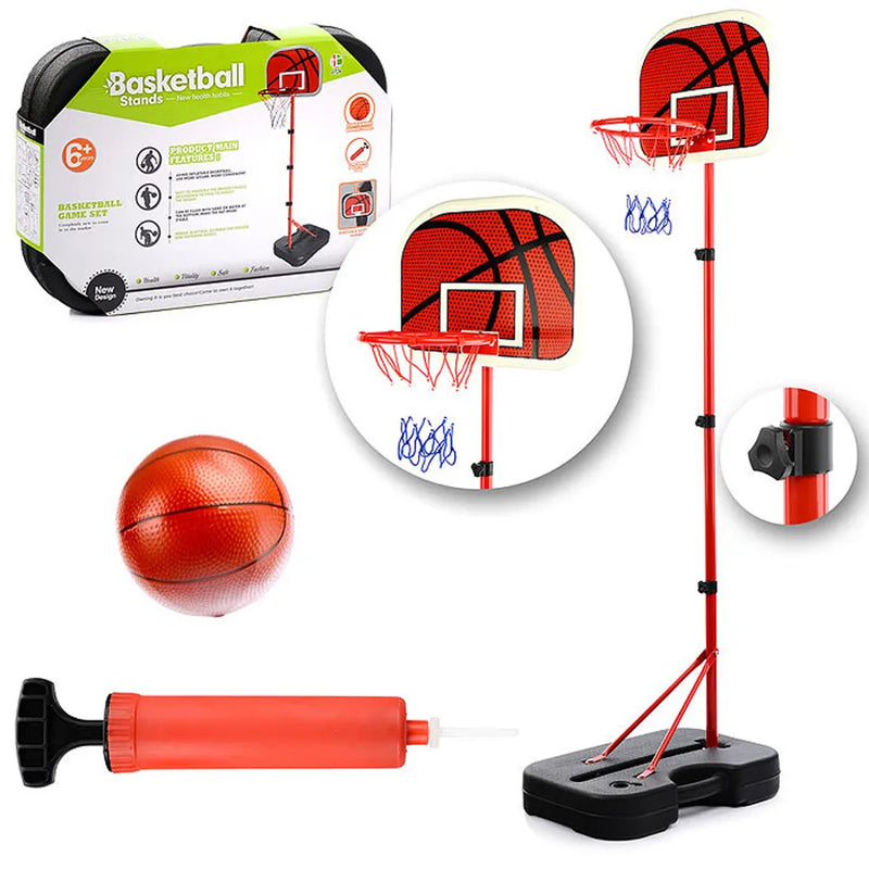 Adjustable Basketball Hoop with Ball & Pump - 6Y+