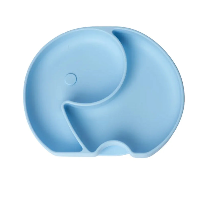 YUMMY Plato Elefante de Silicona con Ventosa 4M+ - Azul Cielo